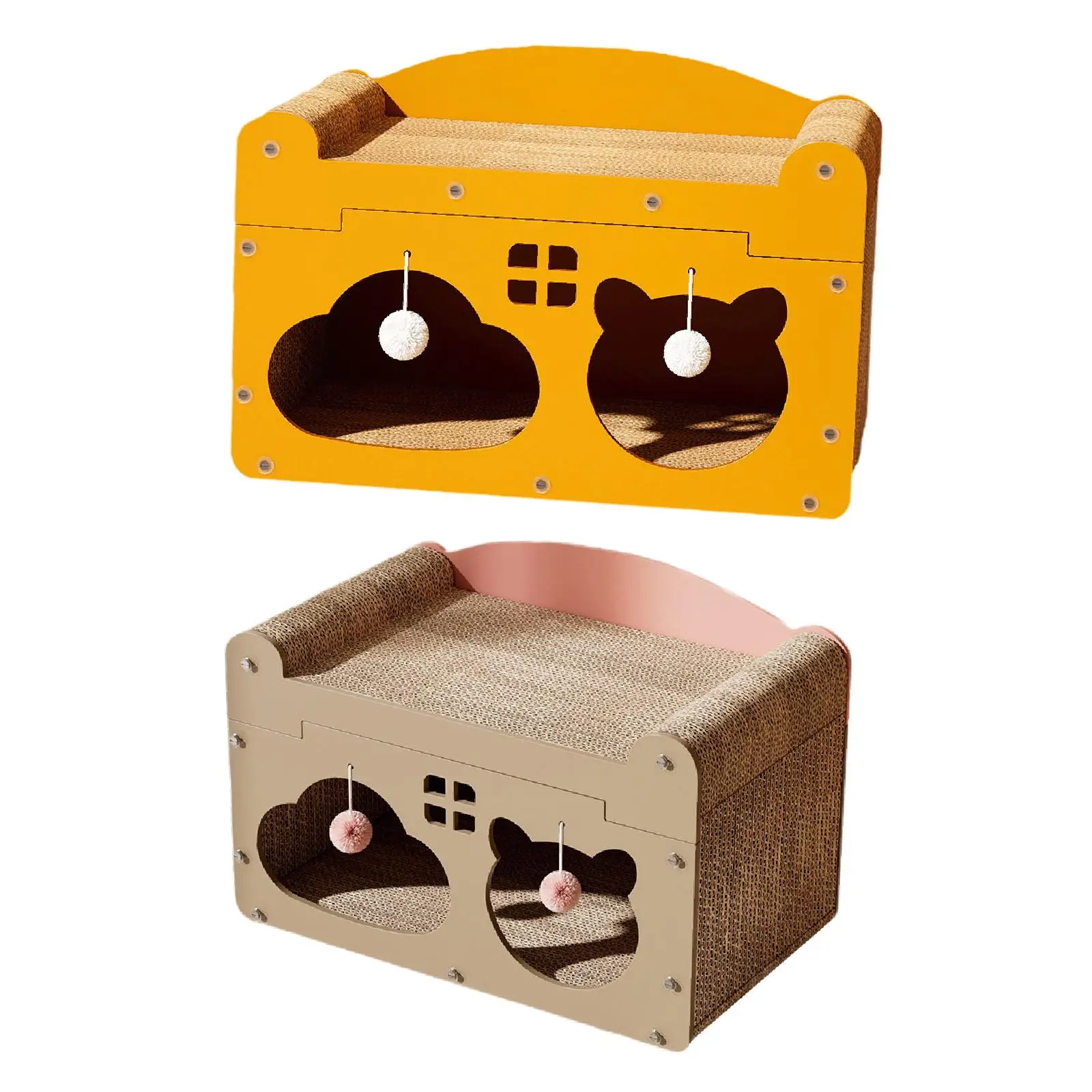 Cat Corrugated House Animal Shelter Detachable Portable Sleeping Liightweight Play House Lounge Bed Scratcher Pad Toy Bunny