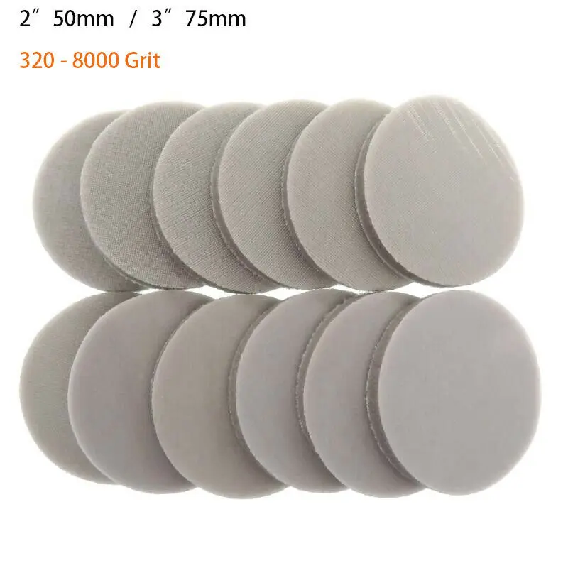 2 인치 50mm/3Inch 75mm 후크 및 루프 폼 샌딩 디스크 스폰지 샌드페이퍼 폴리싱 패드 모든 그릿 320-8000 자동차 용 알루미늄 산화물