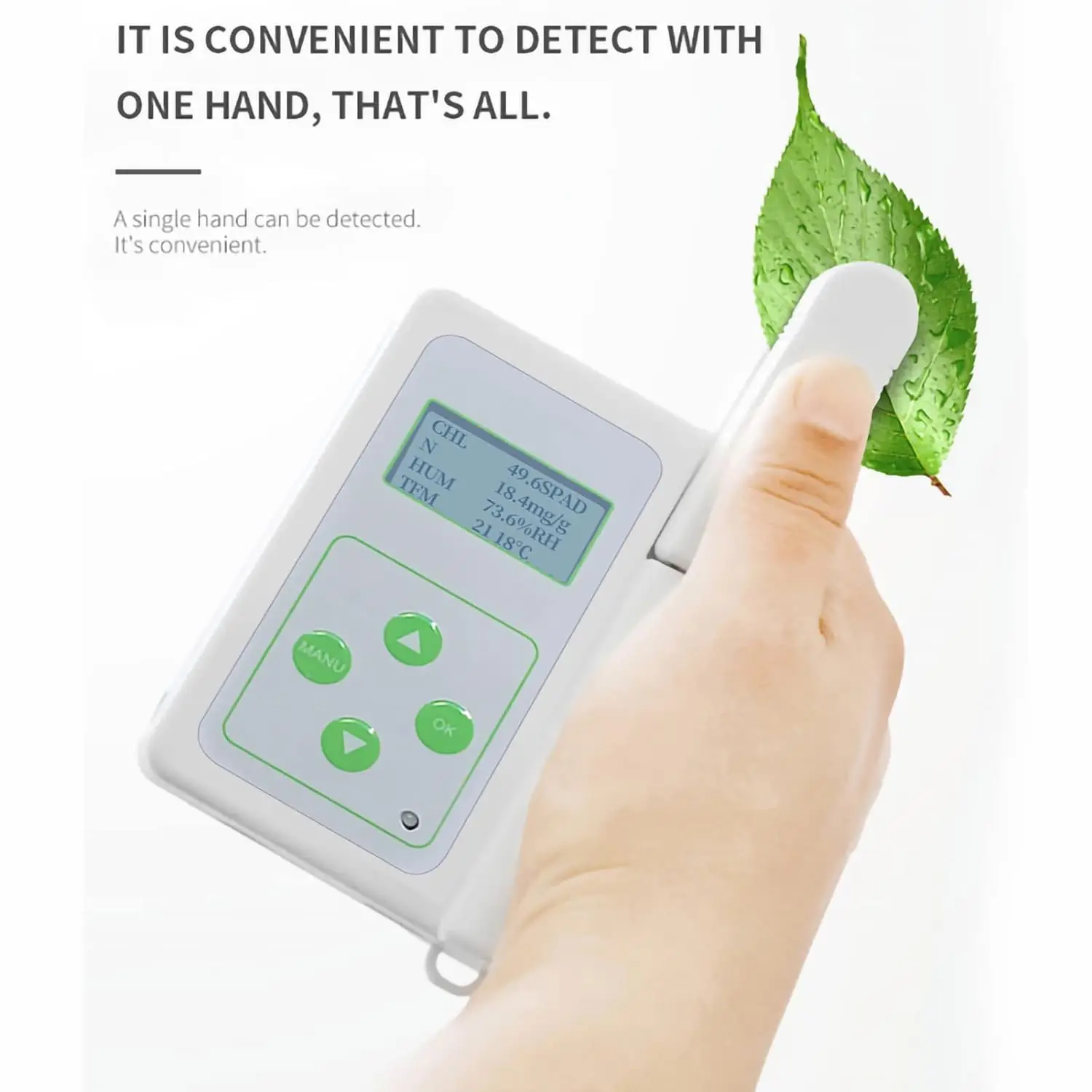 Handheld Chlorophyll Content Meter Multifunctional Plant Nutrient Tester Measure Leaf Temp Humidity Farm Crop Detection