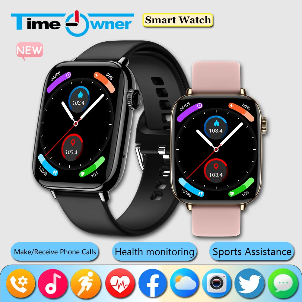 

Time Owner Smart Watch 2025 Wireless Charging Smartwatch Bluetooth Calls Men Women Smartwatches Fitness Bracelet Pedometer
