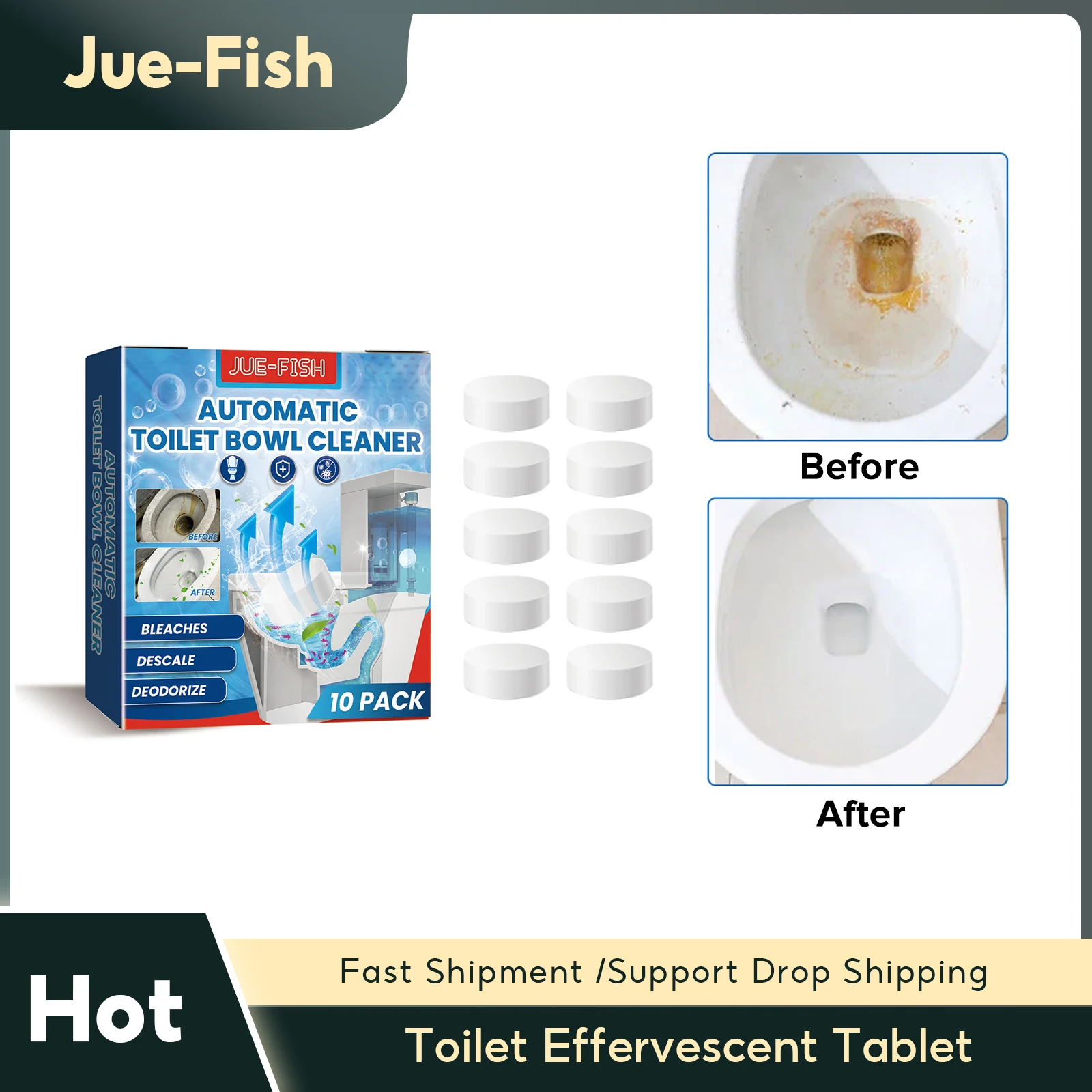 

Toilet Clean Effervescent Tablet Cleaning Remove Urine Stain Dirt Eliminate Automatic Toilet Bowl Odor Bathroom Detergent Tablet