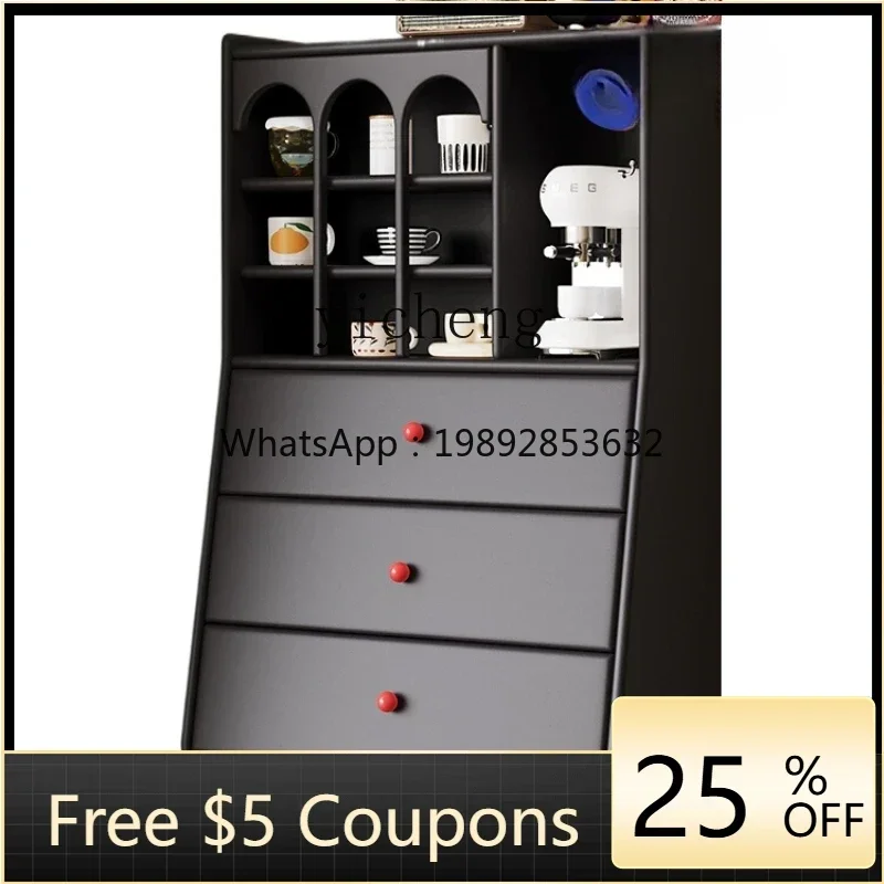 Side Cabinet Light Luxury Solid Wood Living Room Small Vertical Cabinet Storage Room Bedside Table Alternative Storage Rack