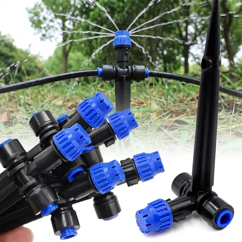 180 Degree Bend Adjustable Sprinklers 8 Holes Drippers With Stake Quick Insert Slip Lock Sprayer Garden Irrigation Water Supplie
