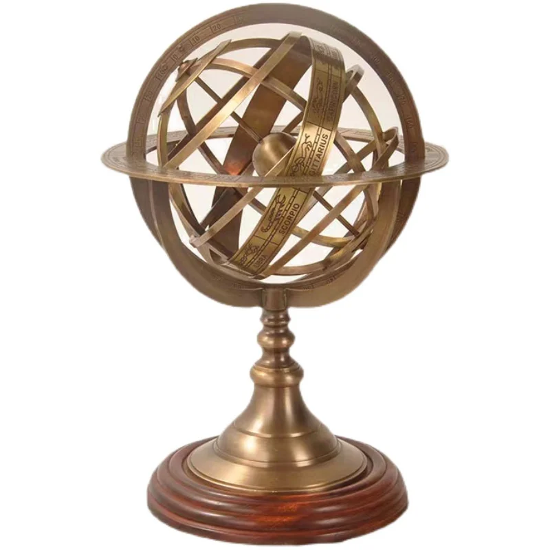 Vintage Brass Celestial Globe Earth Instrument Office Living Room Desktop Ornaments Sample Room Soft Decoration Furnishings