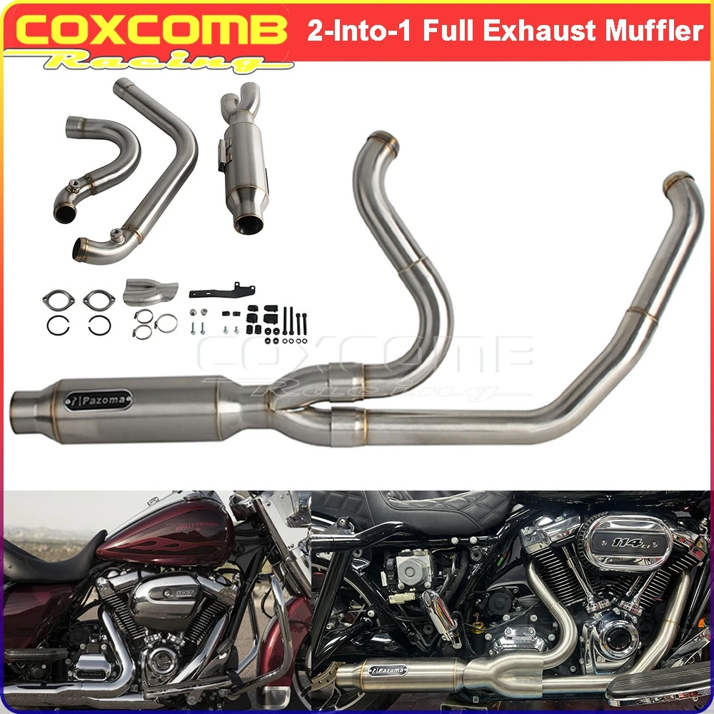 

Motorcycle Two Pipe Engine Exhasut Mufflers For Harley Touring Road King EFI FLHR 2017-22 Electra Glide Standard EFI FLHTI 19-22