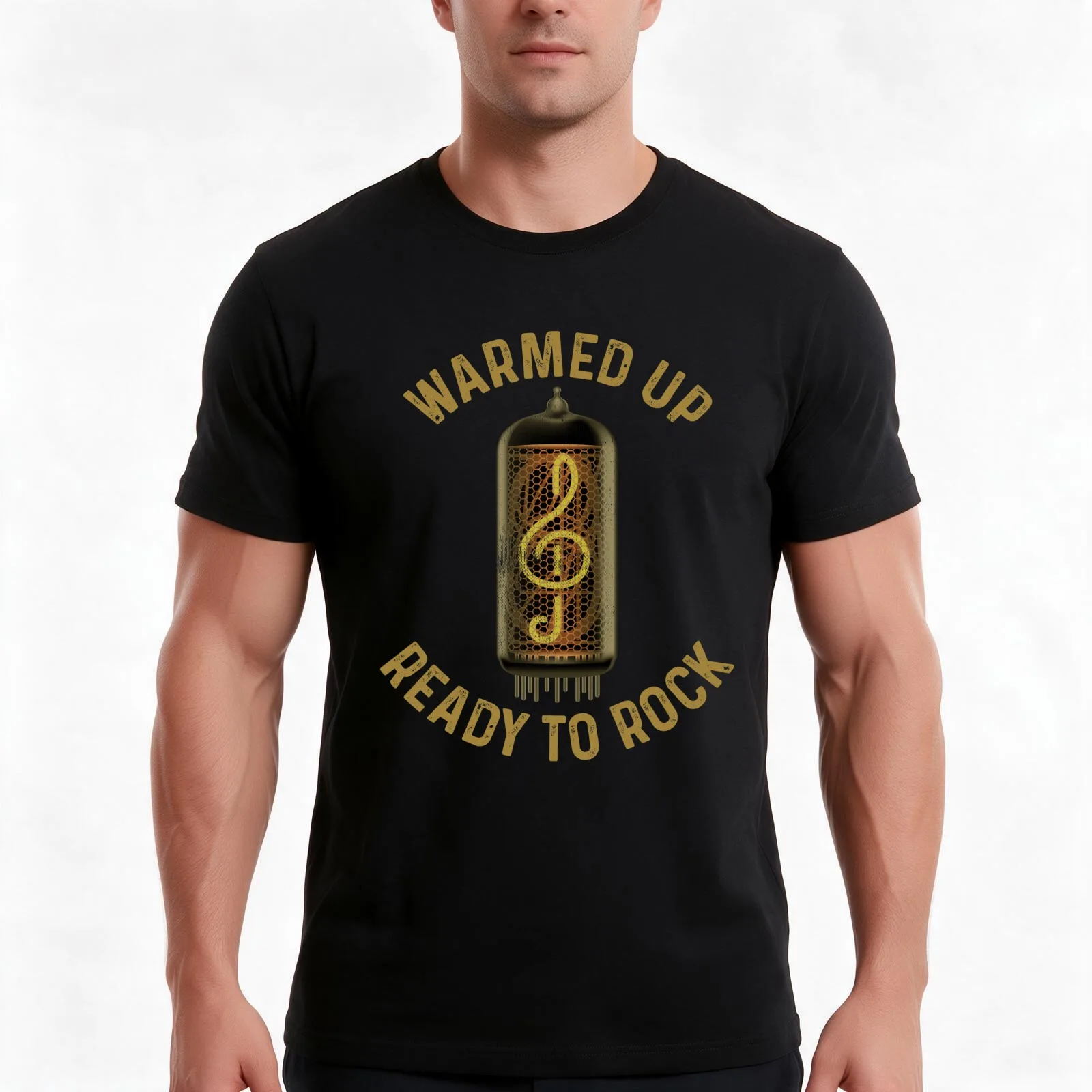 Vacuum Tube Amplifier Analog Musician Guitar Player T-Shirt, Summer Casual Cotton Tee, Oversized Streetwear Tops, 100% Cotton