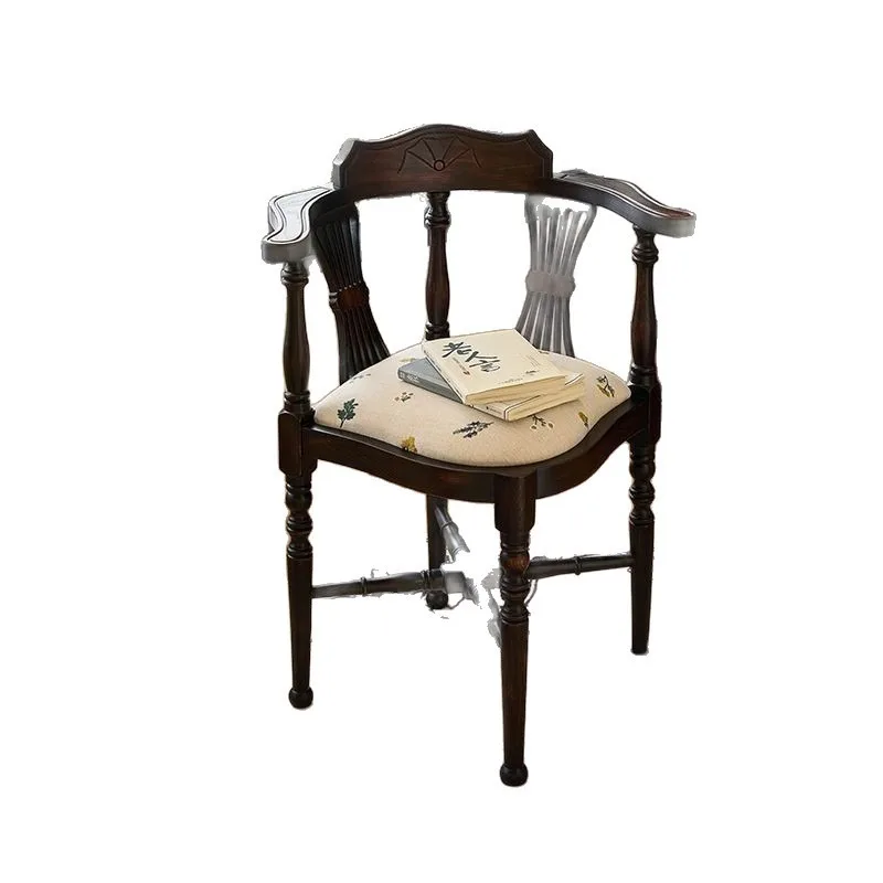Fomex Vireo French Dining Chair Medieval Triangle Solid Wood Bedroom Designer Study Cafe Bar Home Makeup Retro Chair