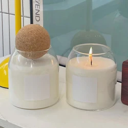 Glass Candle Holder with Circular Wood Lid DIY Candlestick Holder Jewelry Storage Jar Scented Home Decor Ornament Wedding Gifts