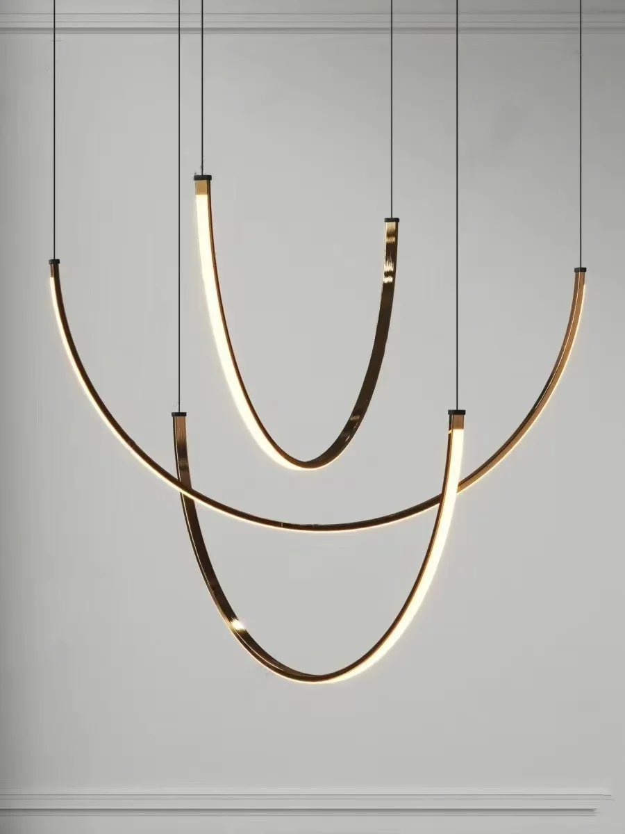 Wohnzimmer Studie Moderne Neue Linien U-förmigen Designer Restaurant Ausstellungshalle Kronleuchter LED Industrielle Wind Gürtel Kreativität