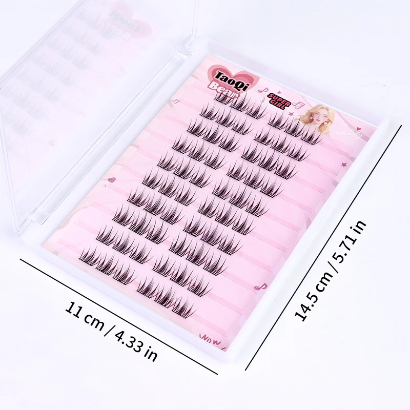 60個のグルーフリー自己接着式高ボリュームナチュラルセクショナルクラスターつけまつげ、絶妙なシングルクラスター