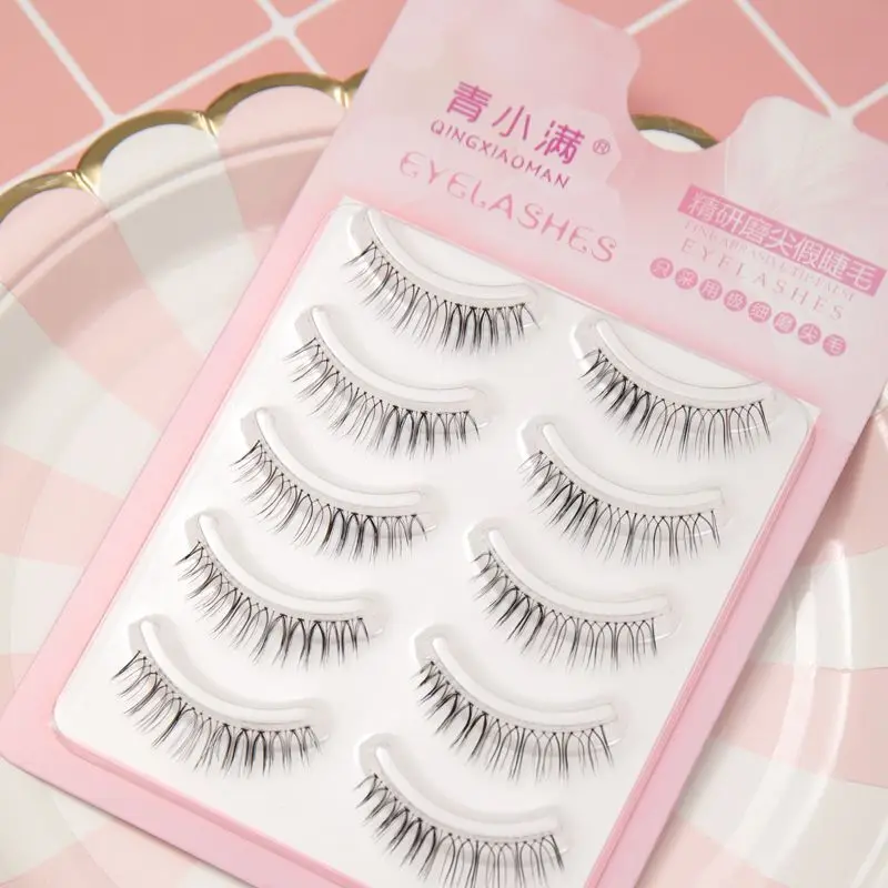 Qing Xiaoman A05 Hand-Sharpened Fishline Stem False Eyelashes One-Piece Natural Simulation Curl for Women
