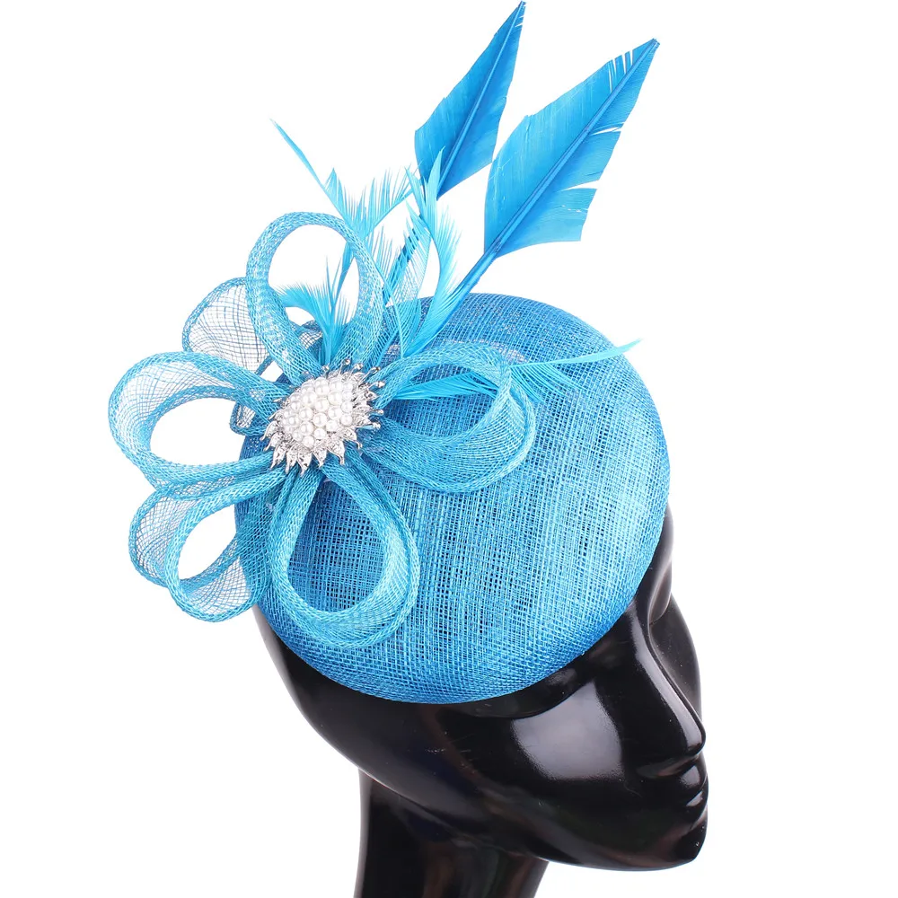 High Quality 4-Layer Sinamay Chapeau Cap With Hair Clip Bride Wedding Women Fasciantor Hat Linen Haedpiece Hair Clip Accessories