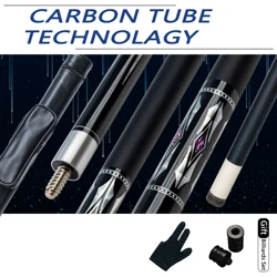 Profissional fibra de carbono bilhar cue, quatro lados ponta roxo prata espada Deluxe Pool Cue mochila set 13 milímetros ponta