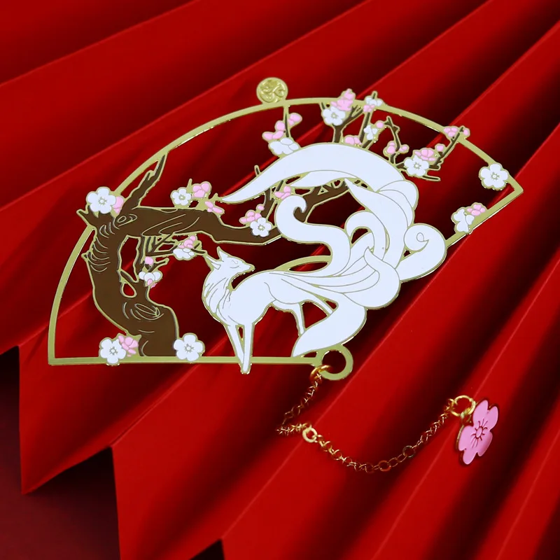 Cicada Wings Shanhaijing Nine-tailed Fox Hollowed Out Metal Bookmark Creative Classical Chinese Style Exquisite Gift Box HLSQ038
