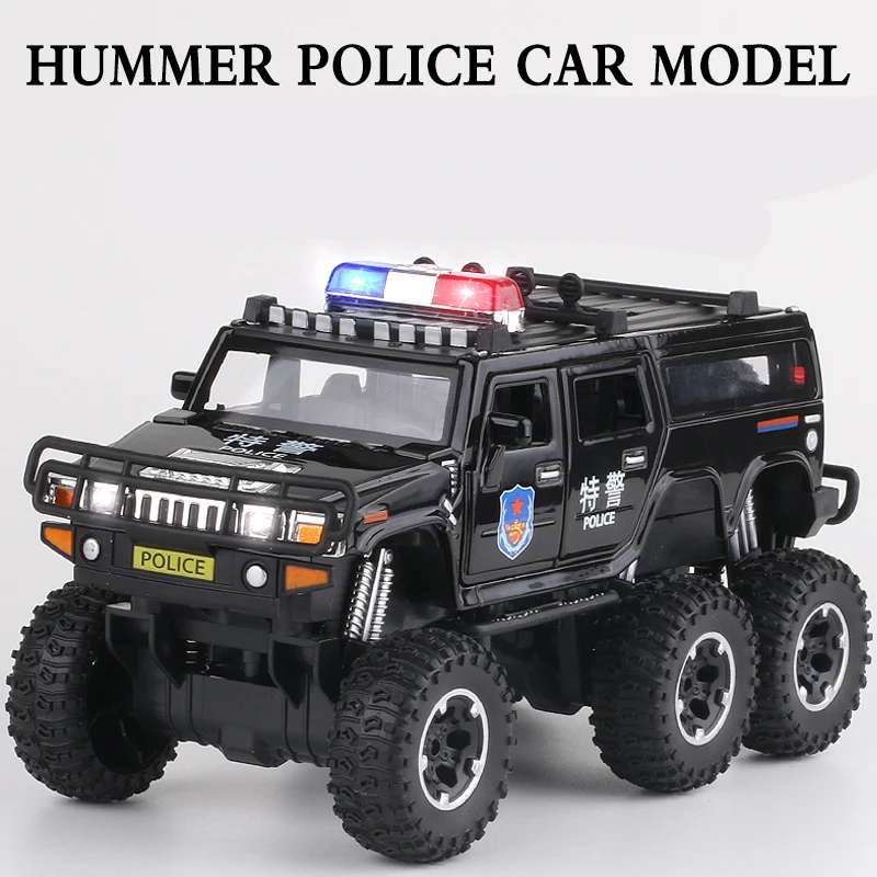 

1:32 Hummer H2 6*6 Big Tyre Alloy Car Model Diecasts Metal Toy Modified Police Off-road Vehicles Car Model Kids Gift A199