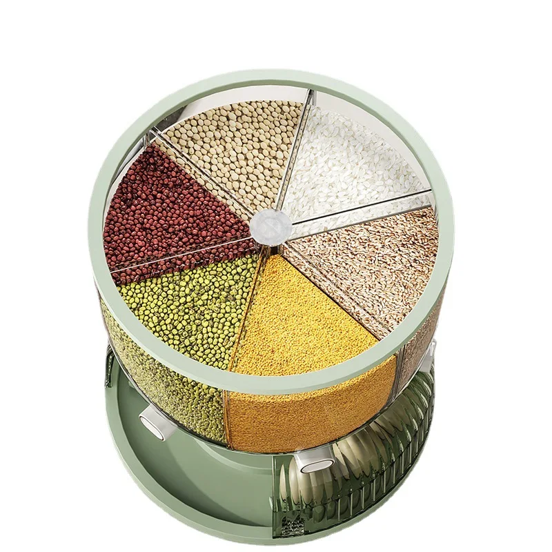 

Grains storage box Rotary grid rice bucket Double-layer egg storage box Household sealed large-capacity grains bucket