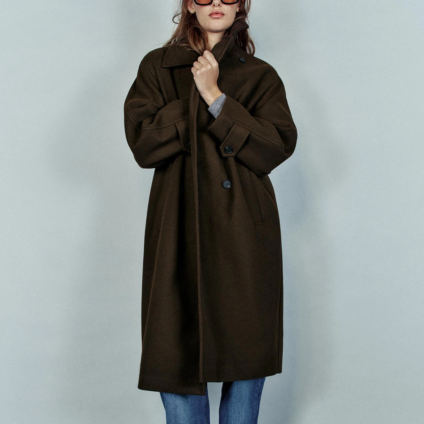 Fashionable Long Sleeve Double Breasted Loose Coat Women's Autumn Wear 2026 New Arrival ZADATA Standard Fit Other Material