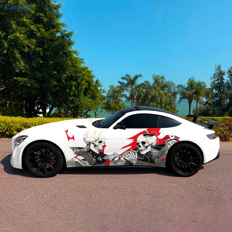 Colorful Skeleton Rock Car Vinyl Wraps Decal Self-adhesive PVC Sticker Suitable for Trucks SUV Decoration Auto Accessories Gift