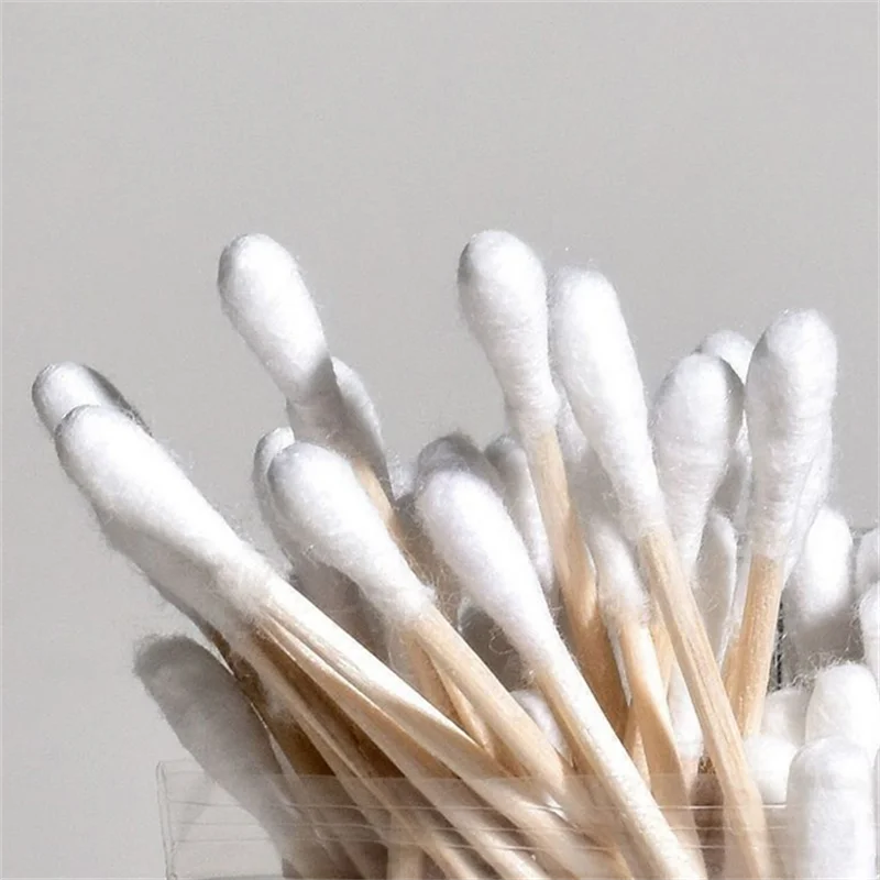 100 unids/bolsa hisopo de algodón de madera de doble cabeza limpieza de nariz y oídos herramientas de maquillaje para mujeres Lipstik bastoncillos Oidos