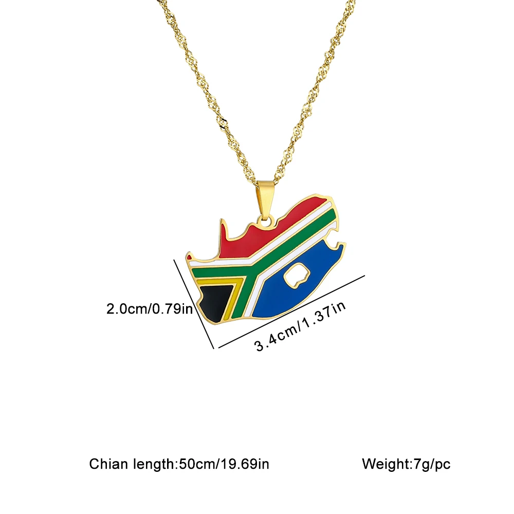 Mode Zuid-Afrika Kaart Vlag Hanger Ketting Rvs Mannen Vrouwen Afrikaanse Kaarten Sieraden Gift