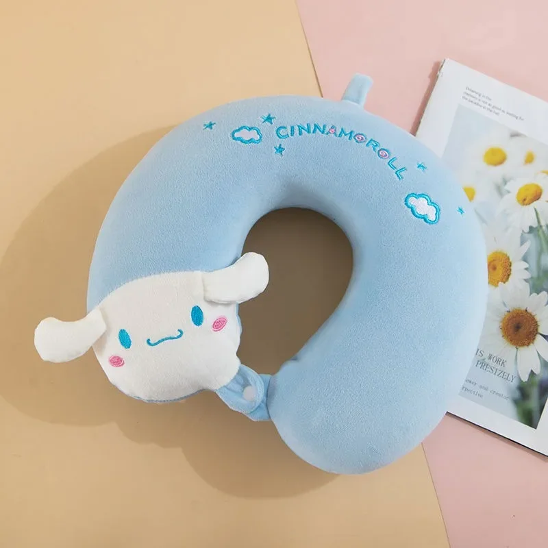 Sanrio Kawaii Cinnamoroll U Shaped Pillow My Melody Kuromi Anime Cartoon Students Adult Office Car Travel Portable Neck Pillow