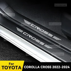 For TOYOTA COROLLA CROSS 2022-2024 Car Door Sill Scuff Plate Pedal Decor Carbon Fiber Waterproof Protector Sticker Accessories
