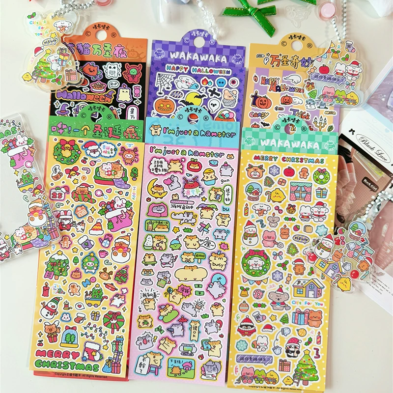 Christmas Halloween Stickers Decoration Photocard Frame Album DIY Diary Journal Scrapbooking Kawaii Stationery