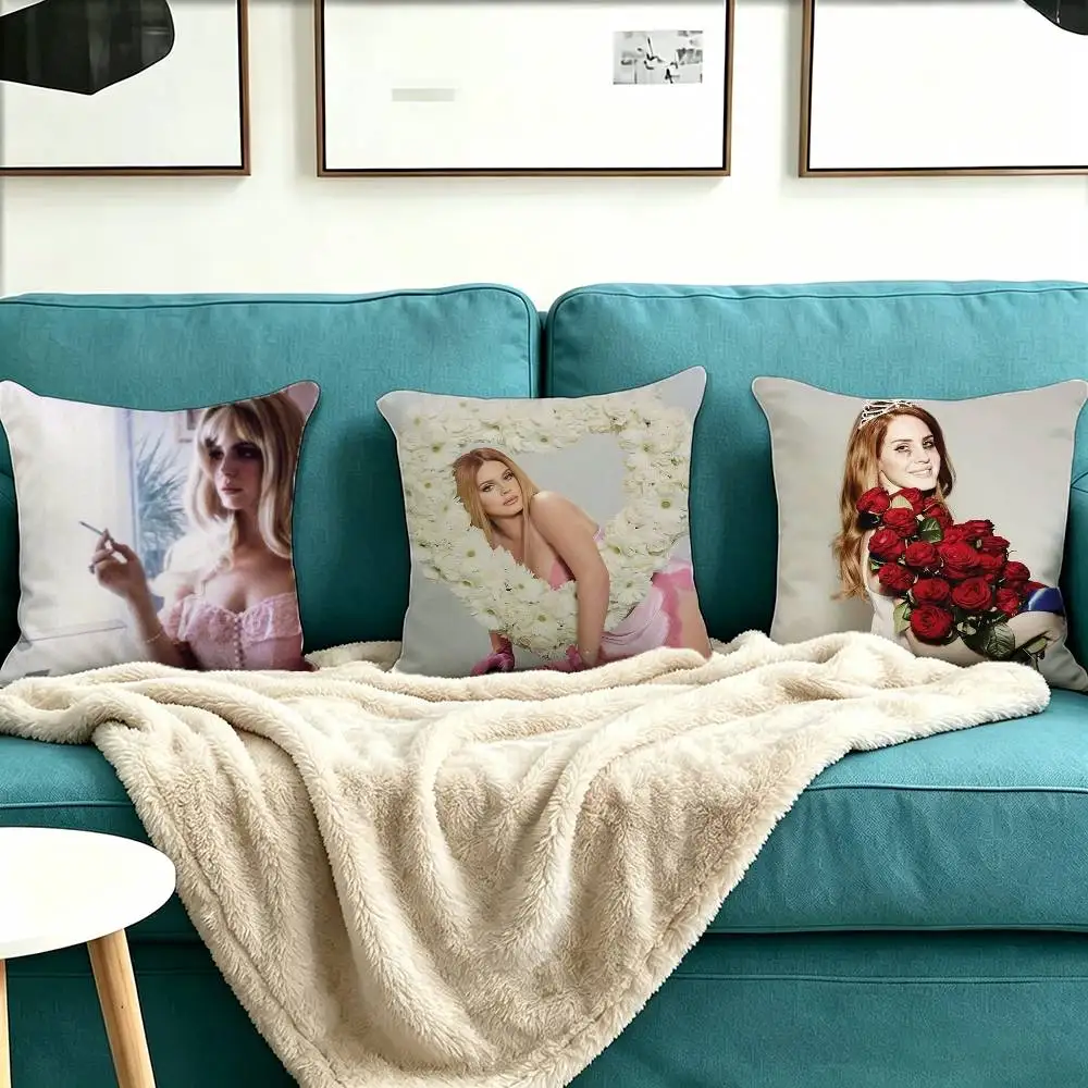 Singer L-Lana Del R-Rey Pillow Case Square Double-Sided Sofa Cushion Cover Bedroom Bedside Pillow