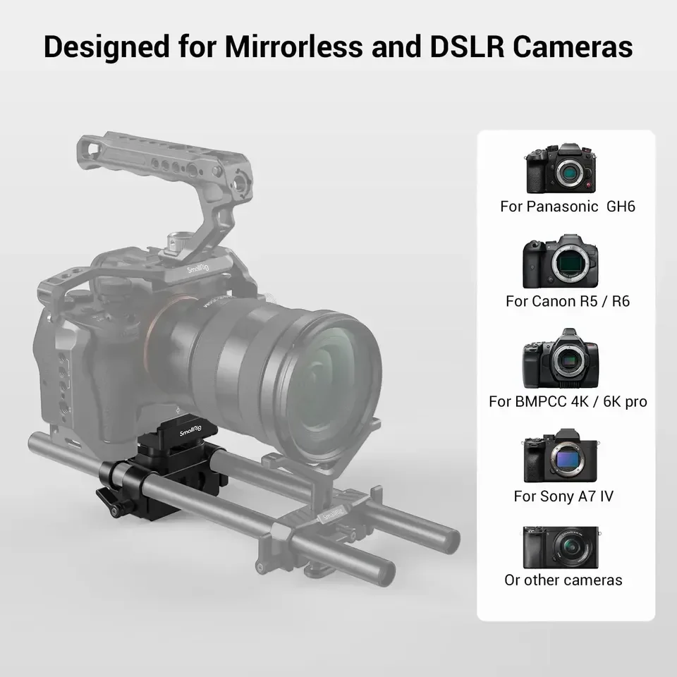 

2026 For SmallRig 2272 DSLR Camera Plate Clamp Bracket Universal 15mm Rail Support System Quick Release Arca High Adjustable