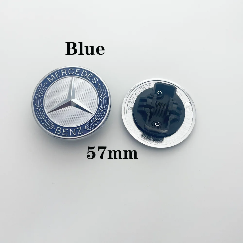 57mm ABS New Blue Black Car Front Hood Star Logo Cover Bonnet Emblem Badge For Mercedes Benz AMG W204 W222 W212 Accessories