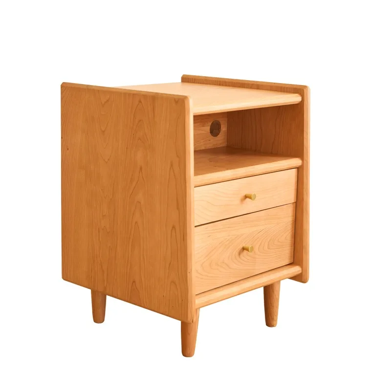 

Nordic all solid wood bedside cherry wood narrow bedside table log small household bedroom simple only dense bedside table