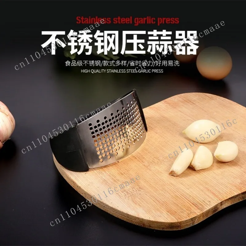 Kitchen garlic puree artifact Manual household stainless steel garlic press Ring multifunctional garlic potato puree wholesale