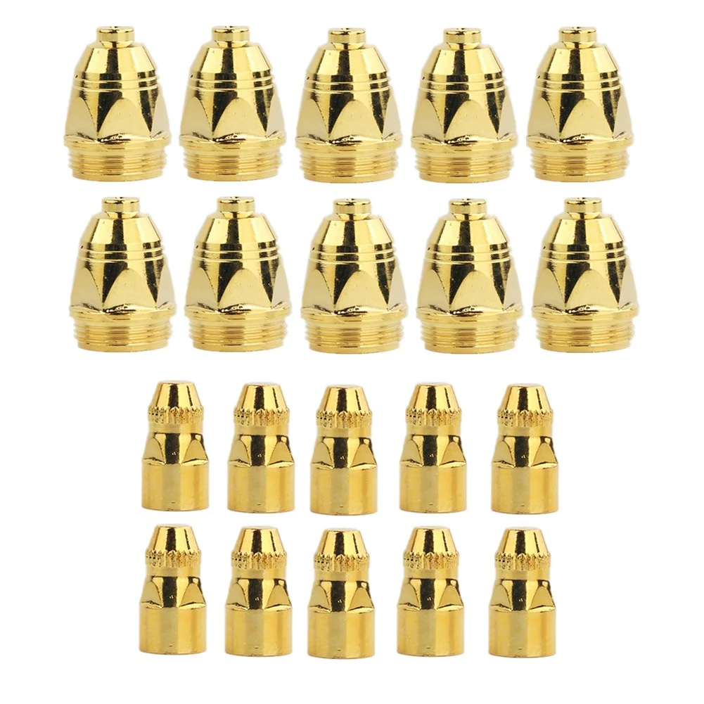 10 Sets/Lot P80 Air Plasma Consumables Golden CNC Cutting Machine Plasma Cutter Nozzle Hafnium Electrode 1.5mm