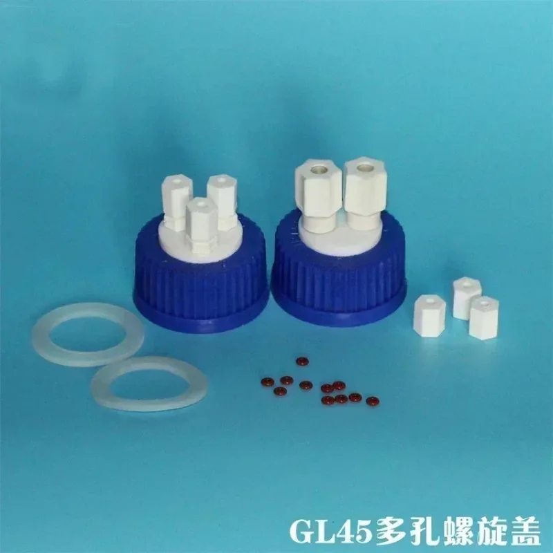GL45 Vented Spiral Screw Cap, Porous Breathable Lab Reagent Bottle Replacement Cover