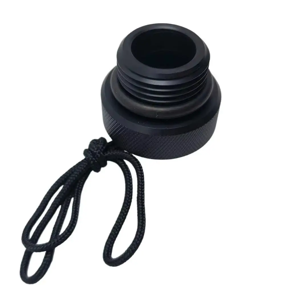 1Pcs ABS Plastic Scuba Diving Dust Cap Black Male Threaded Plug Dive Valve Dust Cover Swivel Lanyard 25x23mm