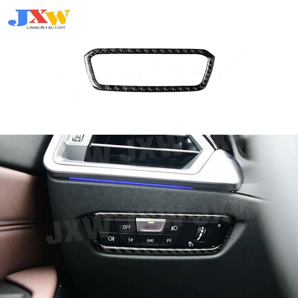 

Carbon Fiber Interior Trims Car Headlight Switch Buttons Decorative Frame Cover Mouldings Stickers For BMW G20 G28 2019 2020