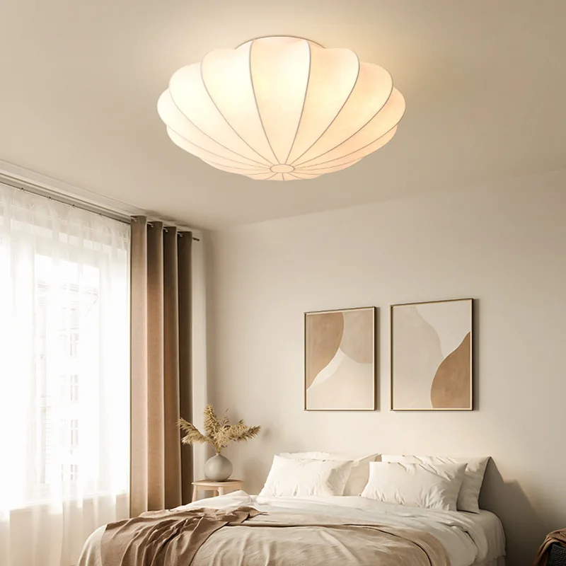 

Japan living room silk LED ceiling light Wabi Sabi bedroom ceiling decoration designer minimalist home decor lighting fixture