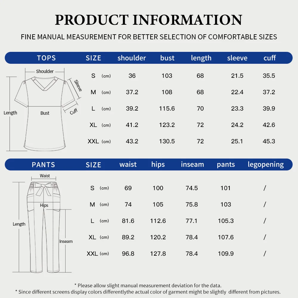 Niaahinn Medical Doctor Costume Women Nurse Surgical Uniforms Scrub Set Beauty Salon Work Clothes Scrubs Tops Pants Nursing Suit