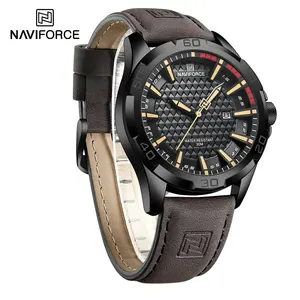 NAVIFORCE İzle bilek kuvars deri su geçirmez erkek saat erkekler rahat, spor, askeri,,, takvim,, iş, adam Bu saat için en iyi 10 satış-no. 9