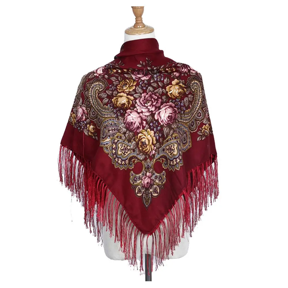 

Длинный модный шарф в русском стиле с принтом, большой размер, шарф с кисточками, шаль, квадратный шарф