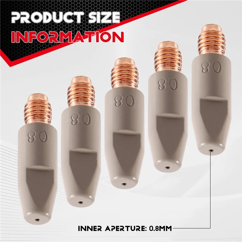 

AB34-9Pcs 24KD Coating Protection Nozzle 0.8Mm MIG Torch Gas Nozzle Tip Holder Of 24KD MIGMAG Welding Torch