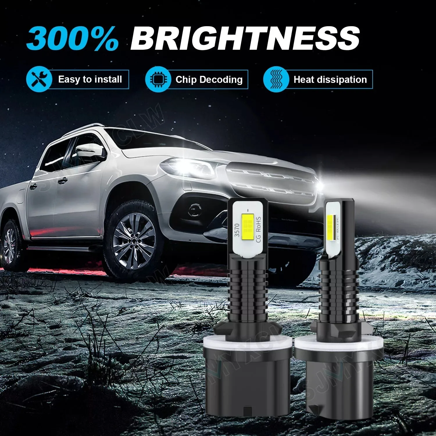 

LED Headlight Bulbs 880 881 H27 12V 80W 3000K 6000K 10000K High Brightness Decoding Fog Lamp