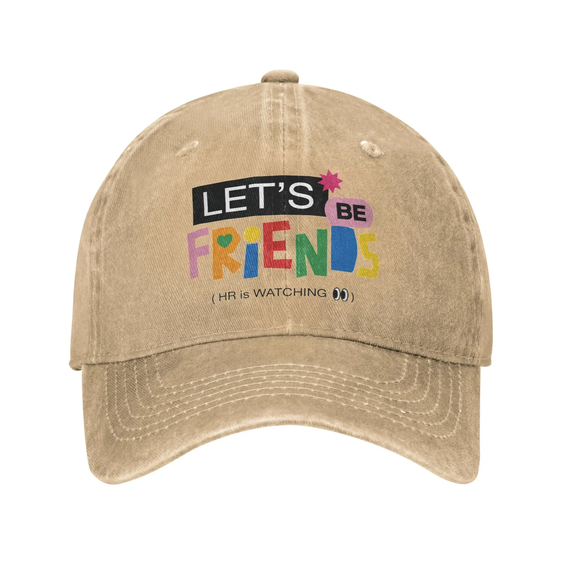Unisex Enemies with Benefits JanJingjing Same LET'S BE FRIENDS Printed Hats Vintage Distressed Denim Washed  Baseball Cap