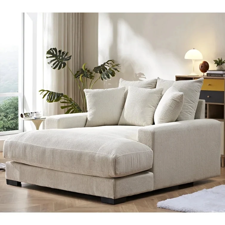 ！@Leather Fabric Sofa Bed Deep Corduroy with Lazy for Hotel or Apartment Living Room Combination