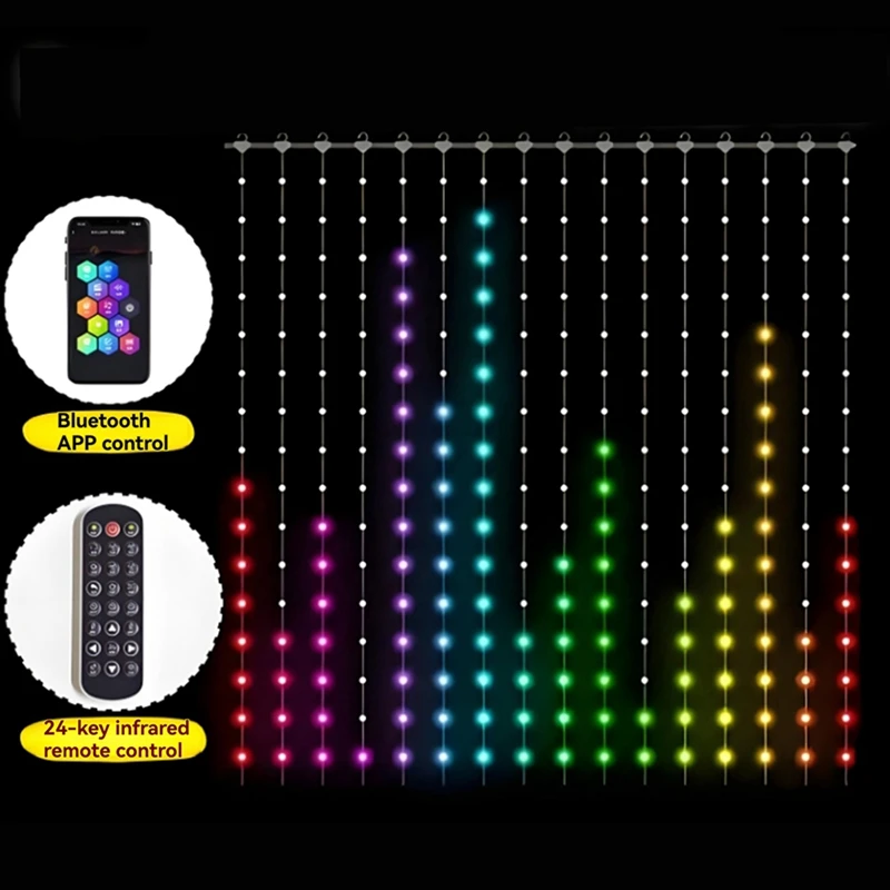 400 LED Smart Curtain Lights With App&Remote Control Customizable Displays For Indoor/Outdoor Wall Backdrops EU Plug