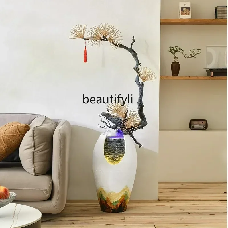 zq1Modern circulating water makes money, fountain ornament, living room water feature decoration, next to the TV cabinetK182
