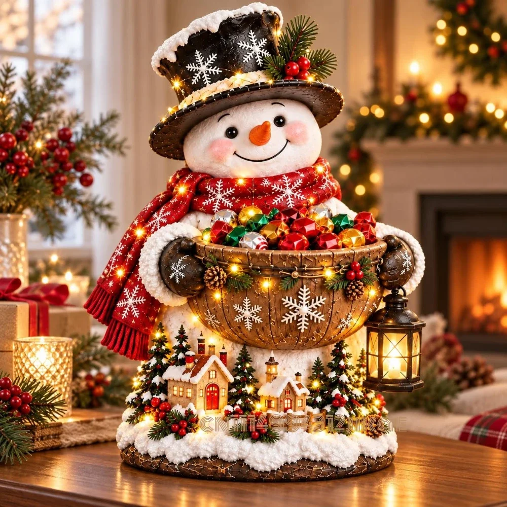 Lighted Christmas Candy Bowl,5 Festive Holiday Character Designs,Warm lighted candy dish in 5 festive designs for wrapped sweets