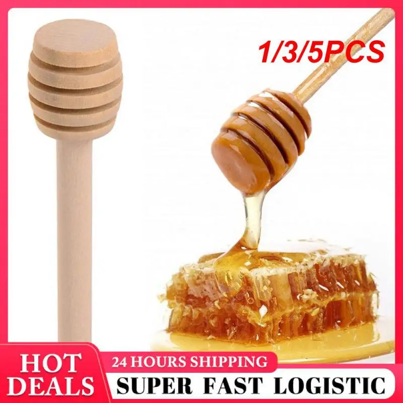 1/3/5PCS Wooden Honey Stick Multifunctional Honey Spoon Honey Stirrer Honey Supplies High Demand Wooden Coffee Stick