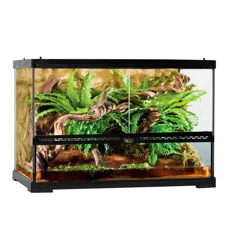 Double-door rainforest cage reptile terrarium reptile house glass pet box bearded dragon,tortoise,iguana