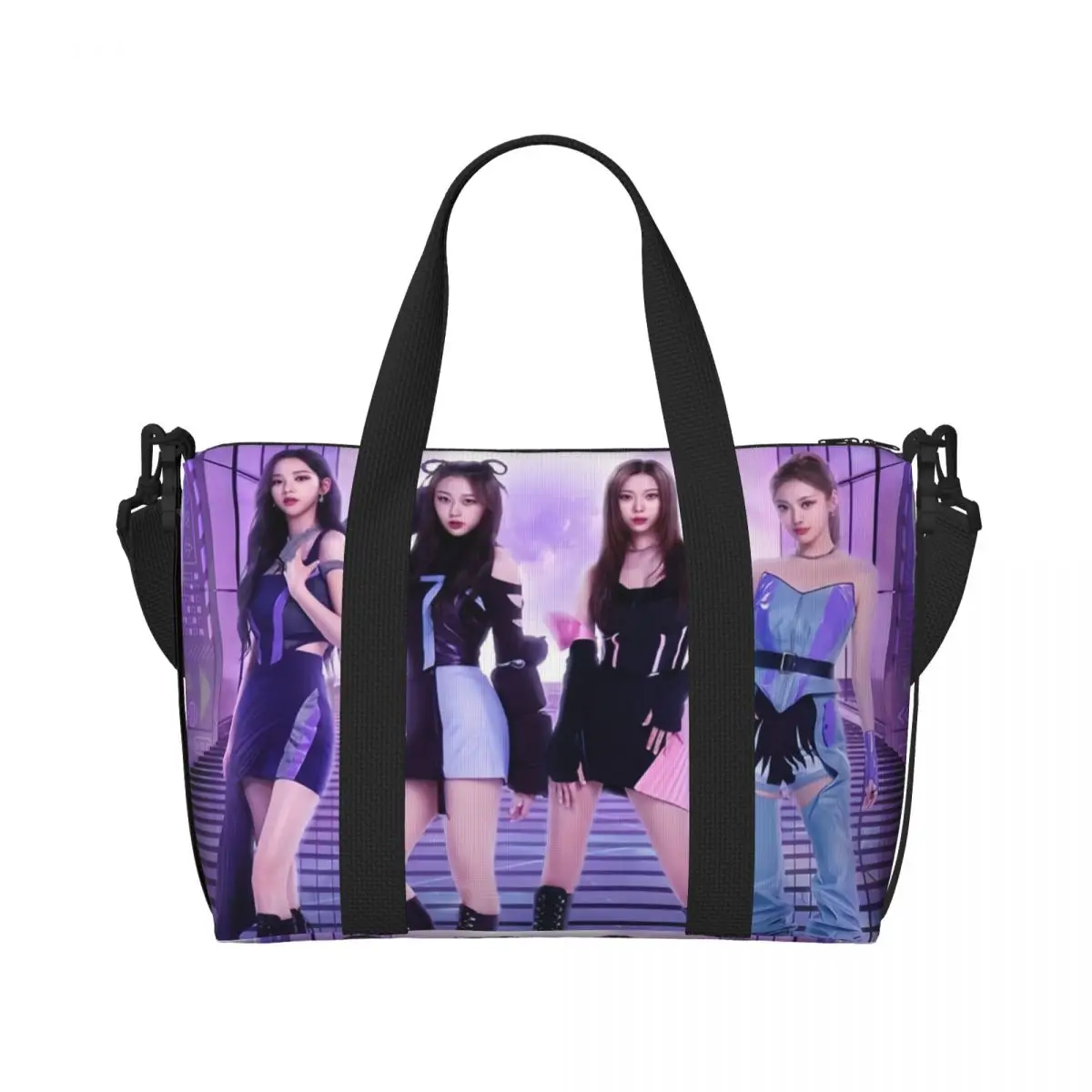 Custom Kpop A-Aespas Girls Karina Winter Giselle Ningning Beach Tote Bag for Women Big Compartment Beach Gym Travel Bags